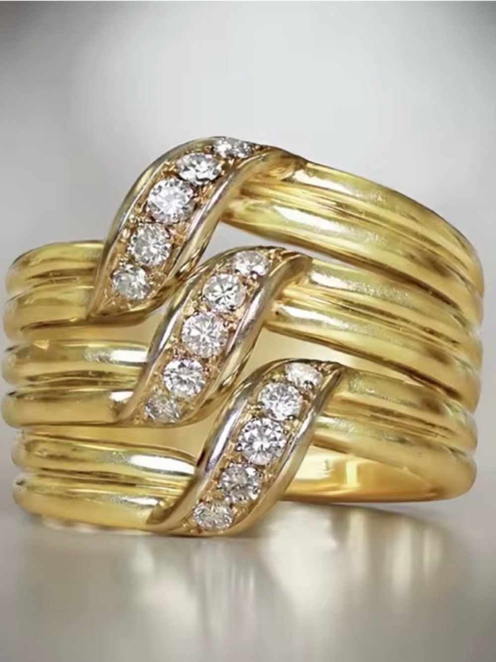 Swarovski Elements Gold Plated Wavy Ring NEW